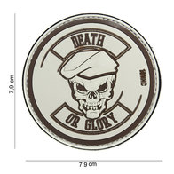 Patch Death or glory bruin, pvc met klittenband art no 14040
