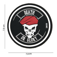 Patch Death or glory zwart wit rood, pvc met klittenband