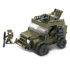 Jeep met boordkanon leger speelgoed Sluban