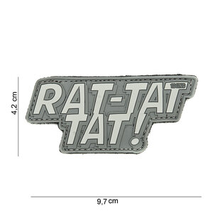 Patch Rat-Tat-Tat grijs, pvc met klittenband