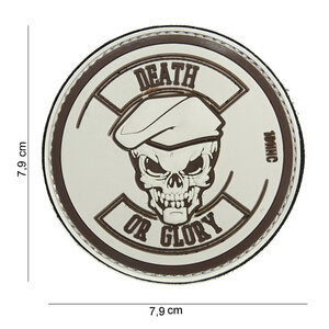 Patch Death or glory bruin, pvc met klittenband